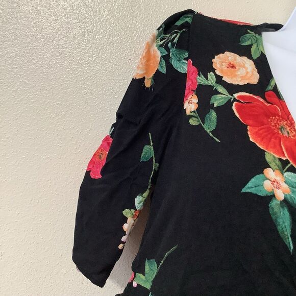 Old Navy Black Floral Cottagecore Summer Tropical Flower Print Midi Dress Small - Picture 4 of 12